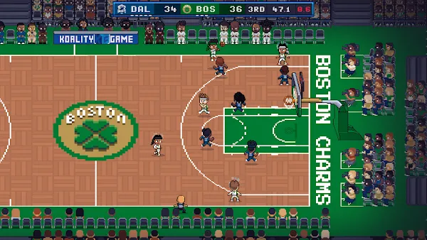 Partita di basket in pixel art vista dall&rsquo;alto in Hoop Land